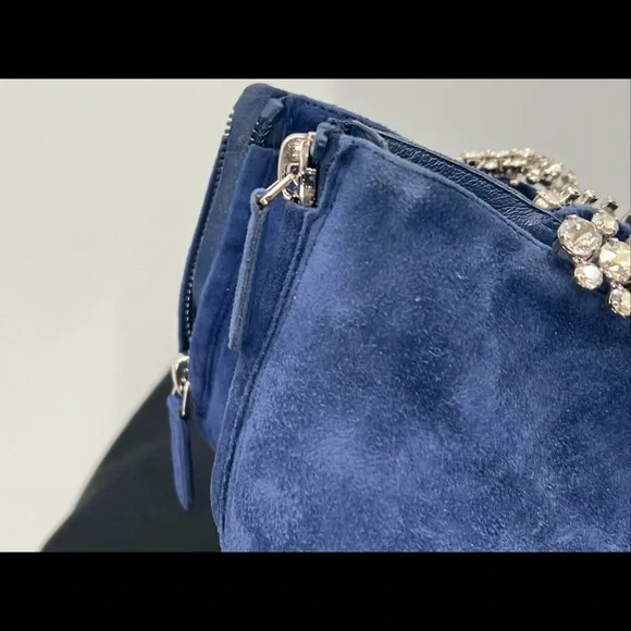 Authentic Jimmy Choo Women's Pop Blue Suede Leather Blaize 100 Boots Shoes ~38.5 - Picture 7 of 16